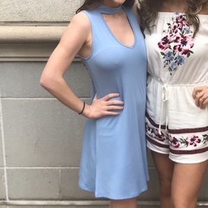 Baby Blue Cowl Neck Dress